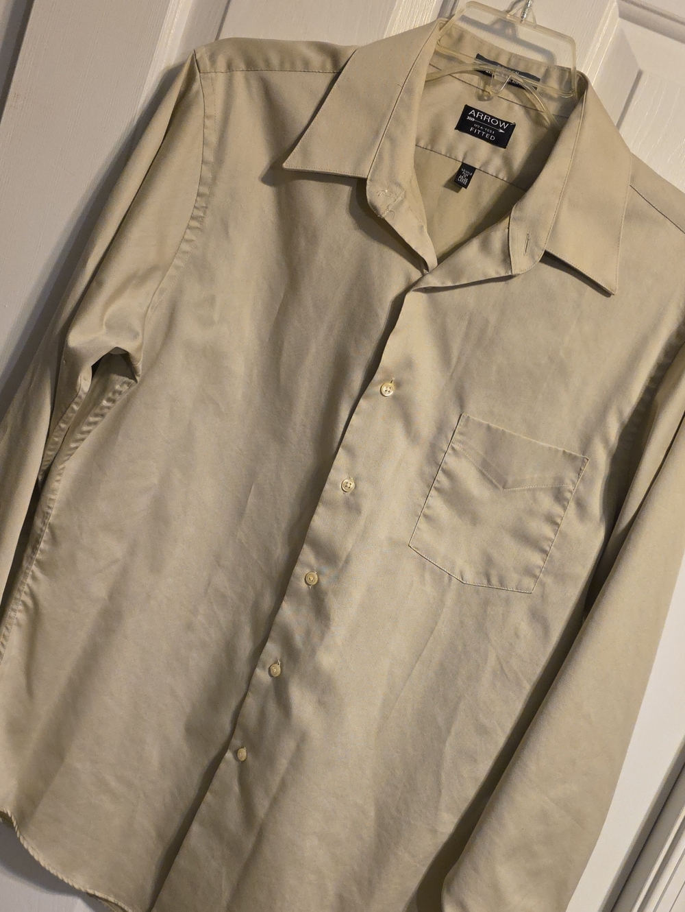 Arrow Sateen Fitted Beige Dress Shirt